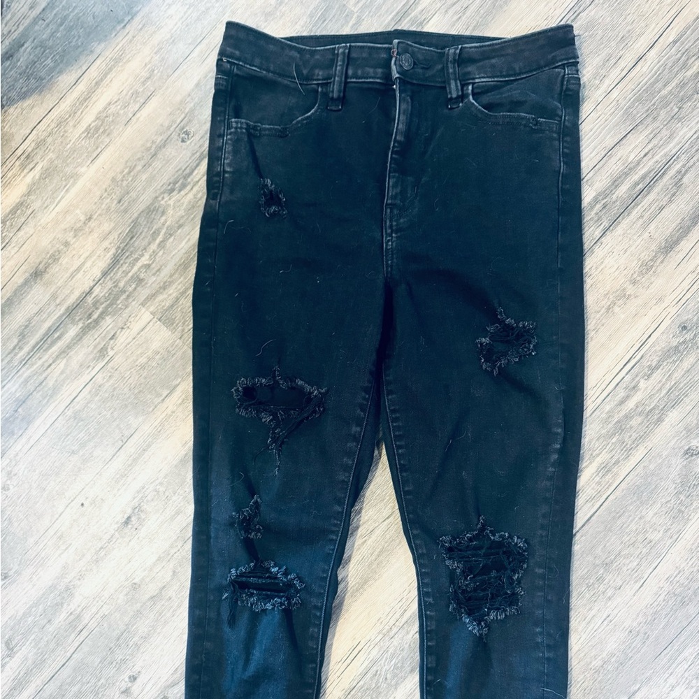 American Eagle Outfitters Black Distressed Skinny Jeans